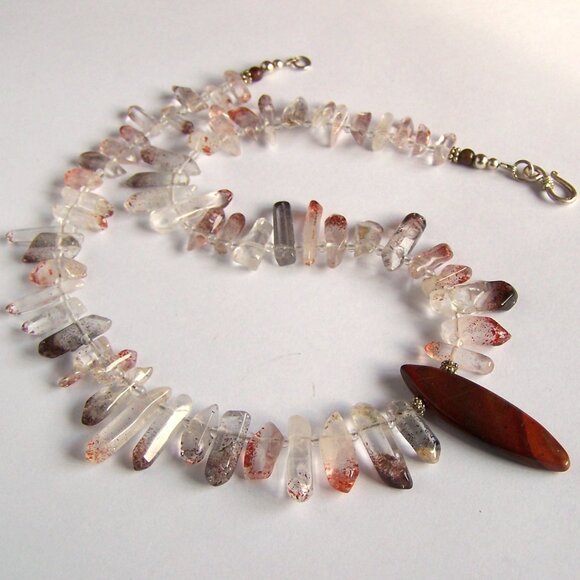 Rare LEPIDOCROCITE SUPER 7 Necklace 925 Jasper Marquise focal Sterling Silver - Picture 11 of 12